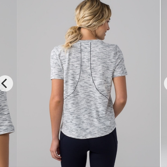 Lululemon Long Distance Short Sleeve Sz 4 Space Dye Black White - Picture 4 of 10